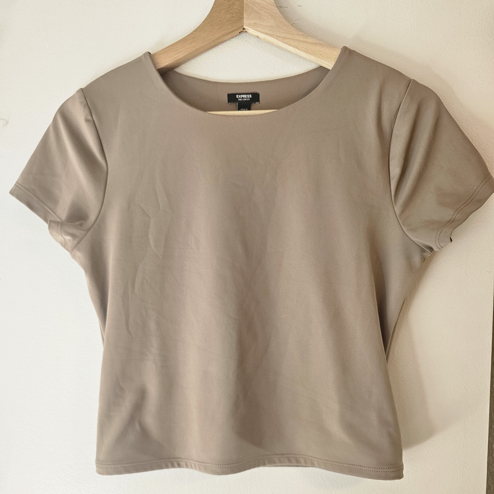 Express Tan Crop Fitted T-Shirt